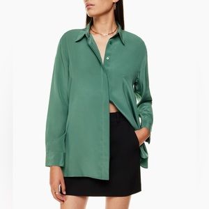 Aritzia Babaton Academy Silk Blouse, Forrest Green